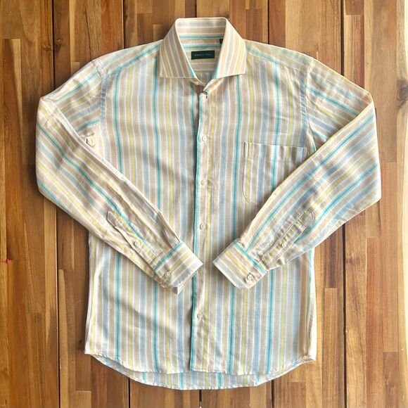 1973 VTG Bianci Uomo Linen Button-Up - Picture 1 of 4